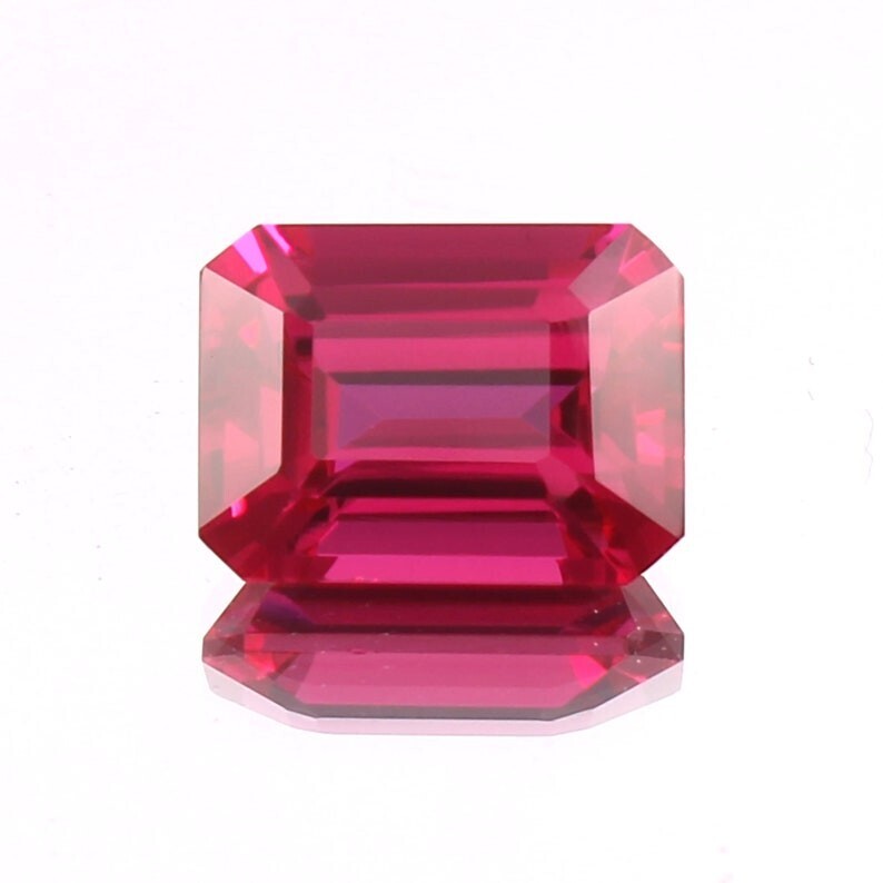AAA 14x10mm Flawless Blood Red Ruby Loose Gemstone Mozambique F141 Emerald Cut-image