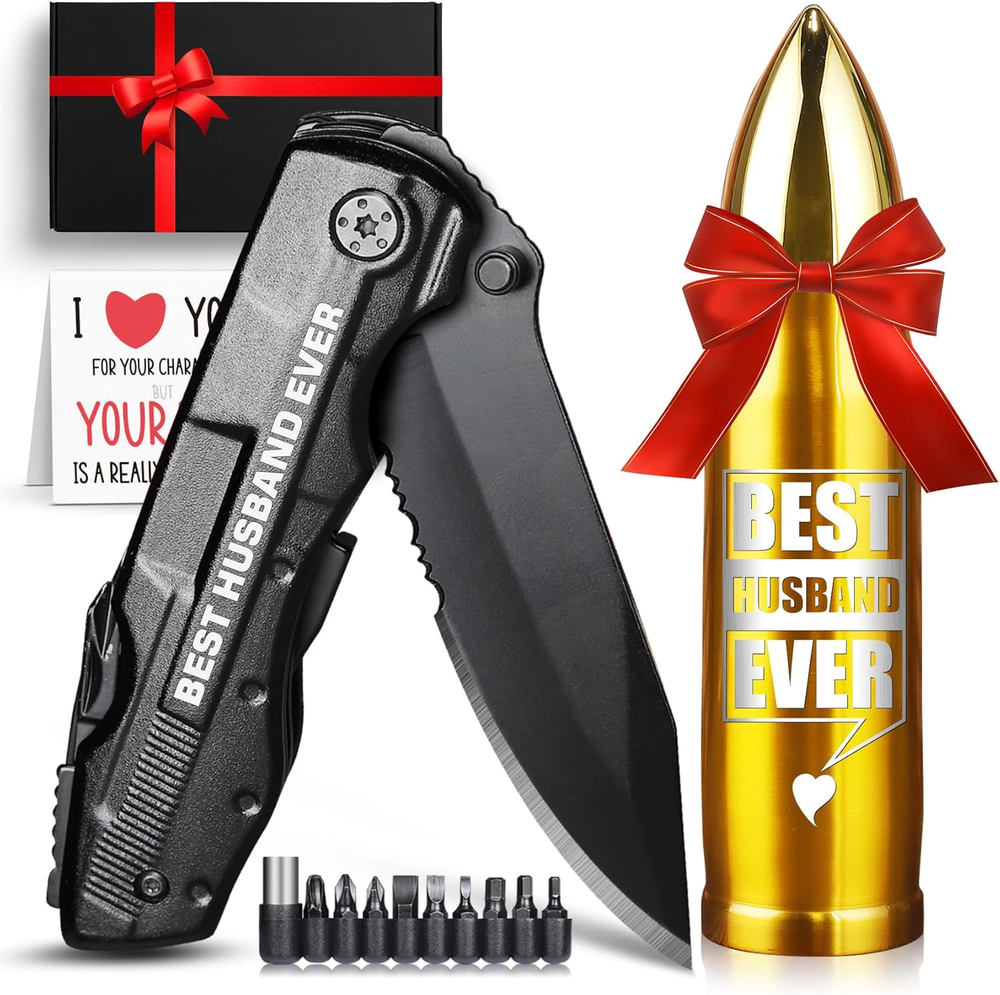 Husband Gifts Tumbler Multitool Knife Set Best Husband Ever Birthday Christmas
