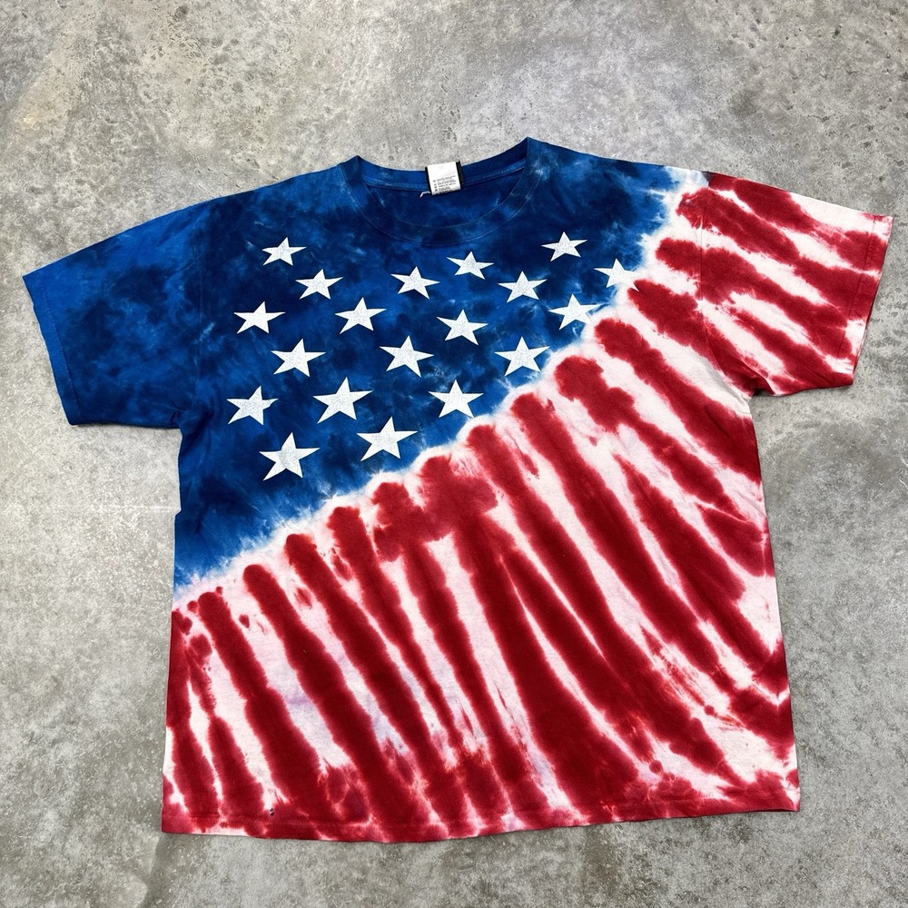 Vintage Liquid Blue shirt mens Extra Large USA tie dye red white blue 4th july