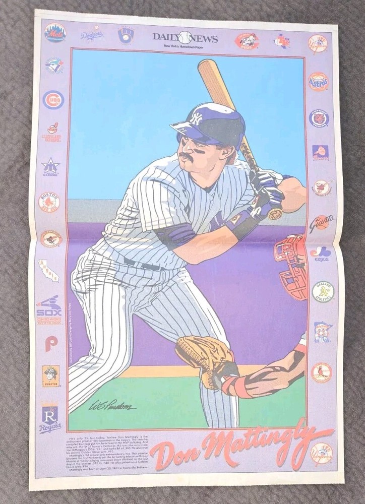 Don Mattingly N.Y. Yankees Daily News Comic Poster 1985 Vintage