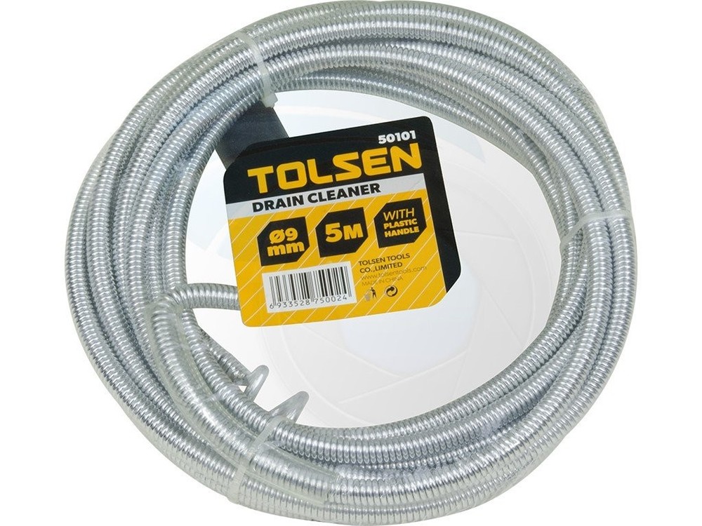 16ft Snake Drain Cleaner with Plastic Grip - Flexible Spring Pipe Rod for Clogs