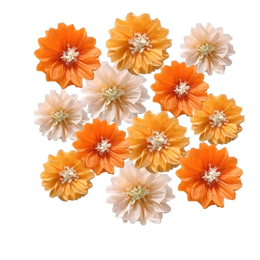 12pcs 10in 12in Paper Flowers Tissue Flowers Pom Paper Pom Poms Hanging Paper...