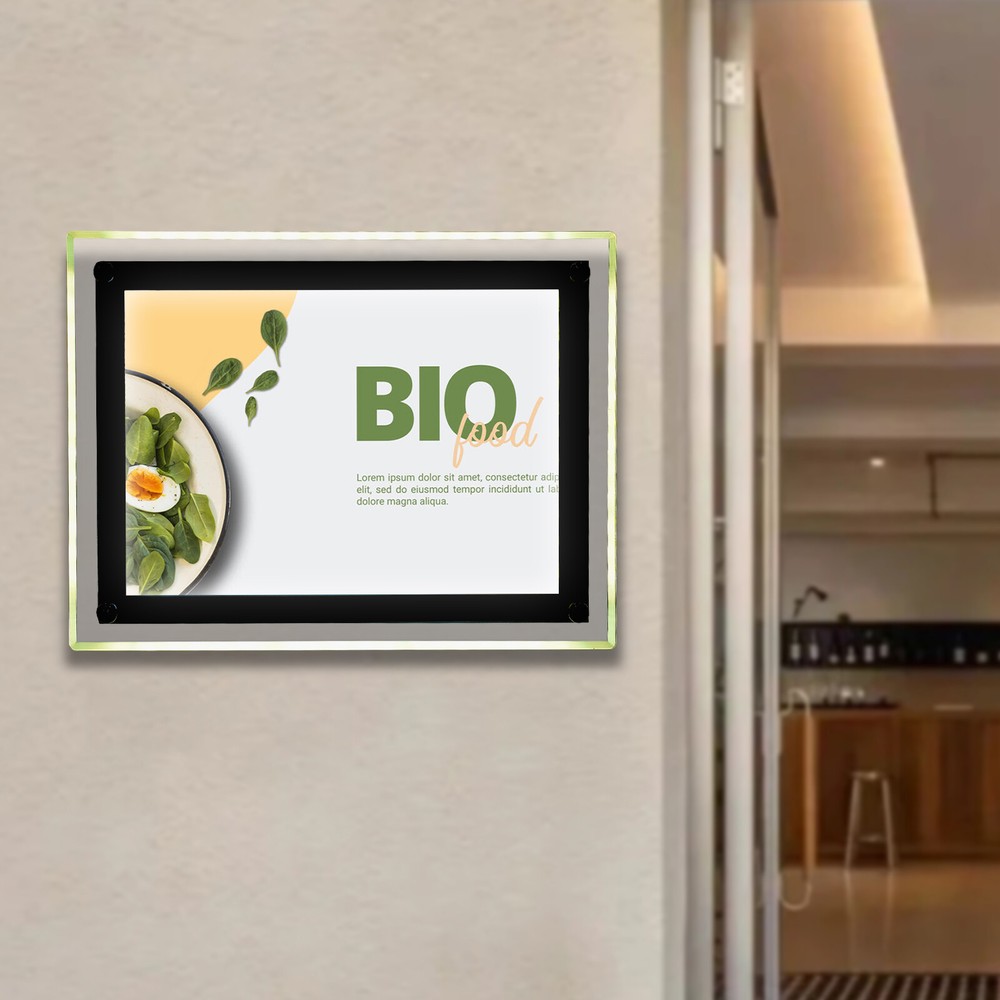 A4 LED Light Box Poster Frame Indoor Advertising Illuminated Projecting Sign