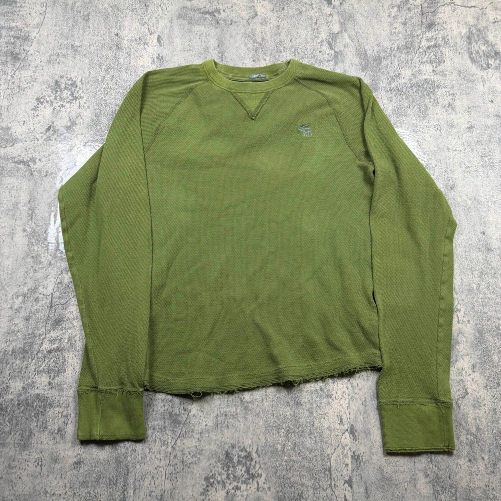 Abercrombie & Fitch Y2K Thermal Mens Waffle Knit Moose Logo Shirt Distressed XXL-image