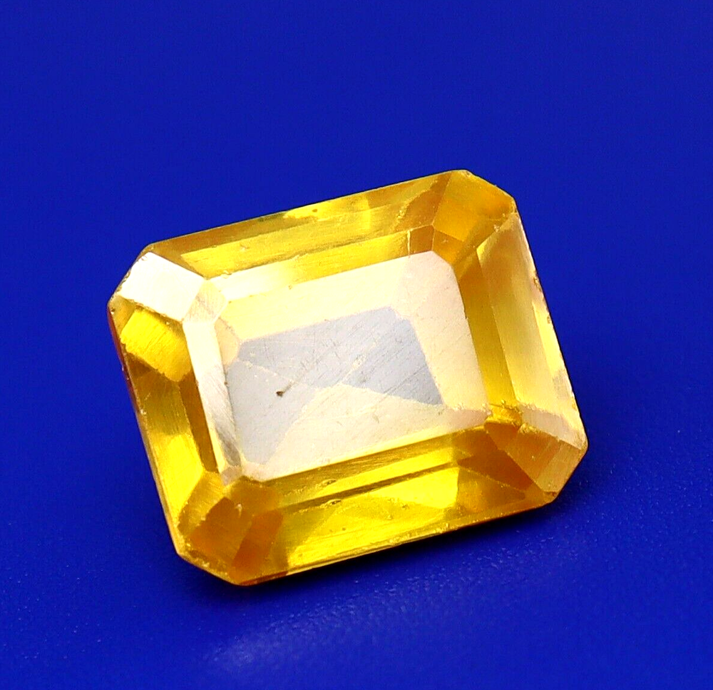 AAA+ GGI Certified 12.10 Ct Emerald Cut Yellow Sapphire Loose Gemstone-image