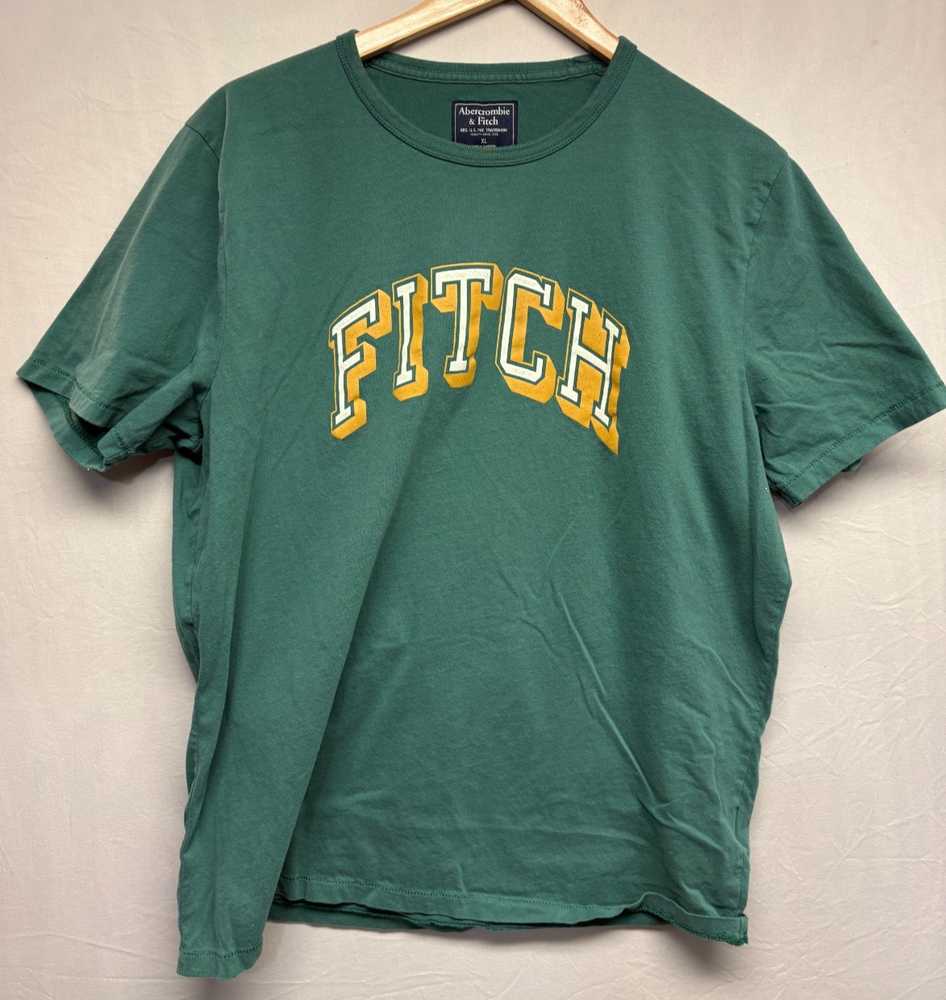 Abercrombie & Fitch T-Shirt Mens Green Crew Neck Short Sleeve Graphic Tee XL-image