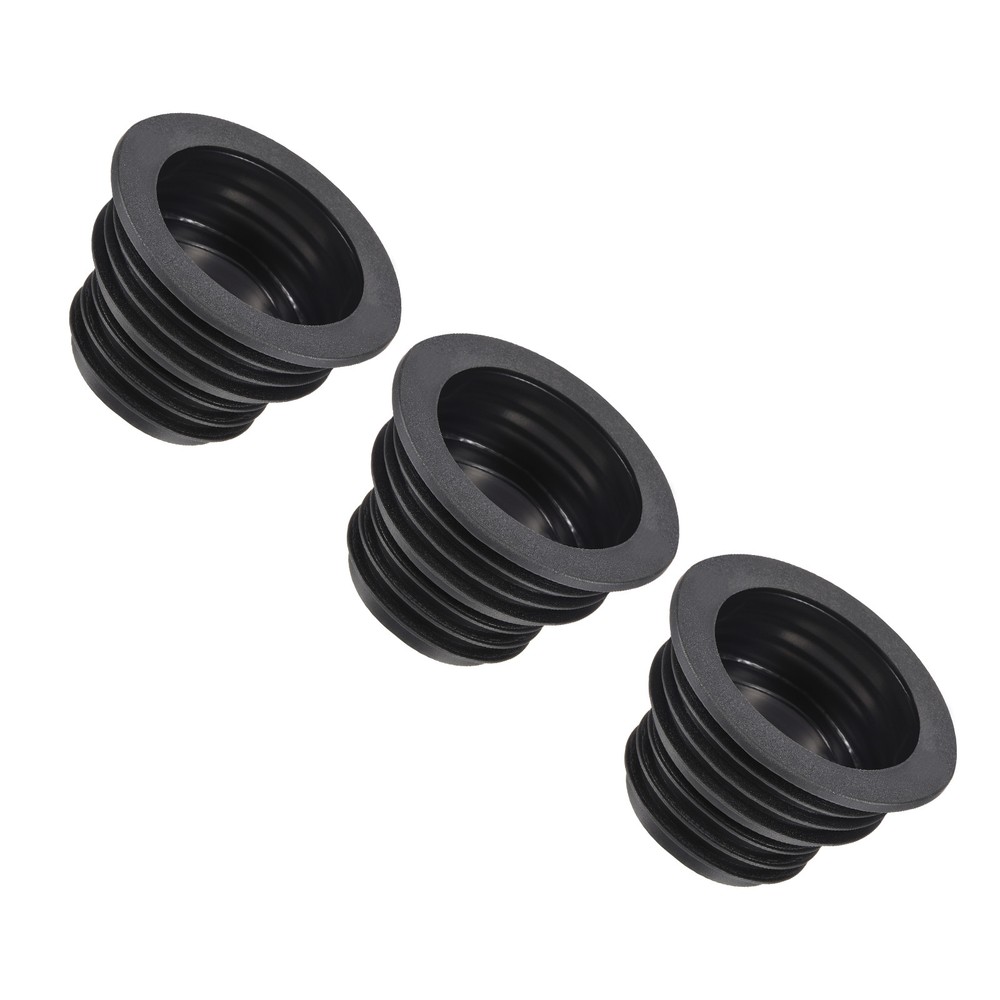 3 Pcs Drain Pipe, Seal Hose Silicone Plug Sewers Sealing Ring Connectors Black