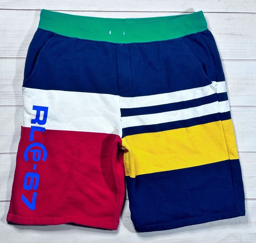 Polo Ralph Lauren Boys Shorts Multi XL(18-20) CP-67 Colorblock Swimwear Cotton