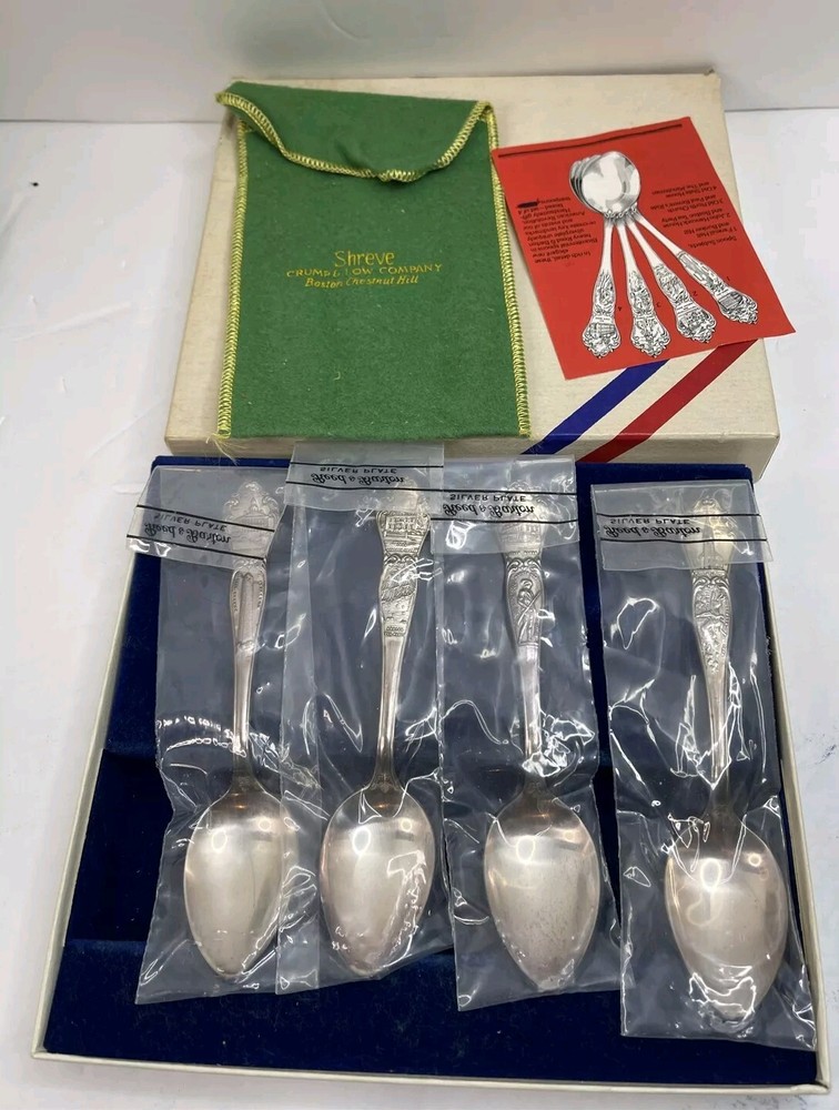 Reed And Barton Silver plate Centennial Commemorative Spoons 4 Pc With Box
