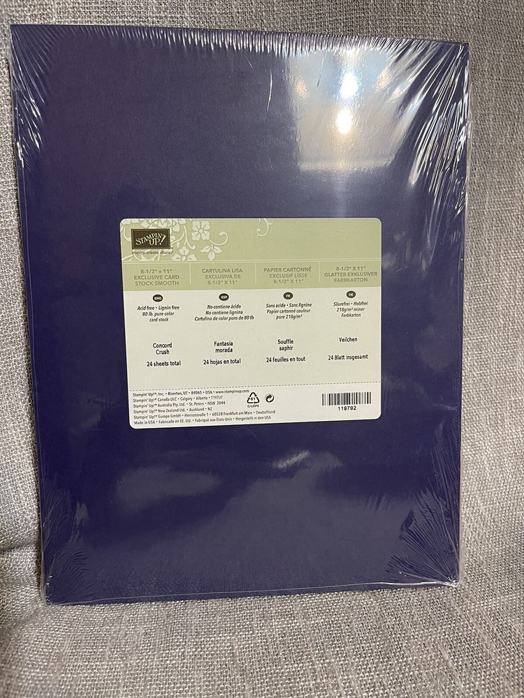 Stampin Up Concord Crush 8 1/2 x 11” Card-stock Grape Purple Scrapbooking