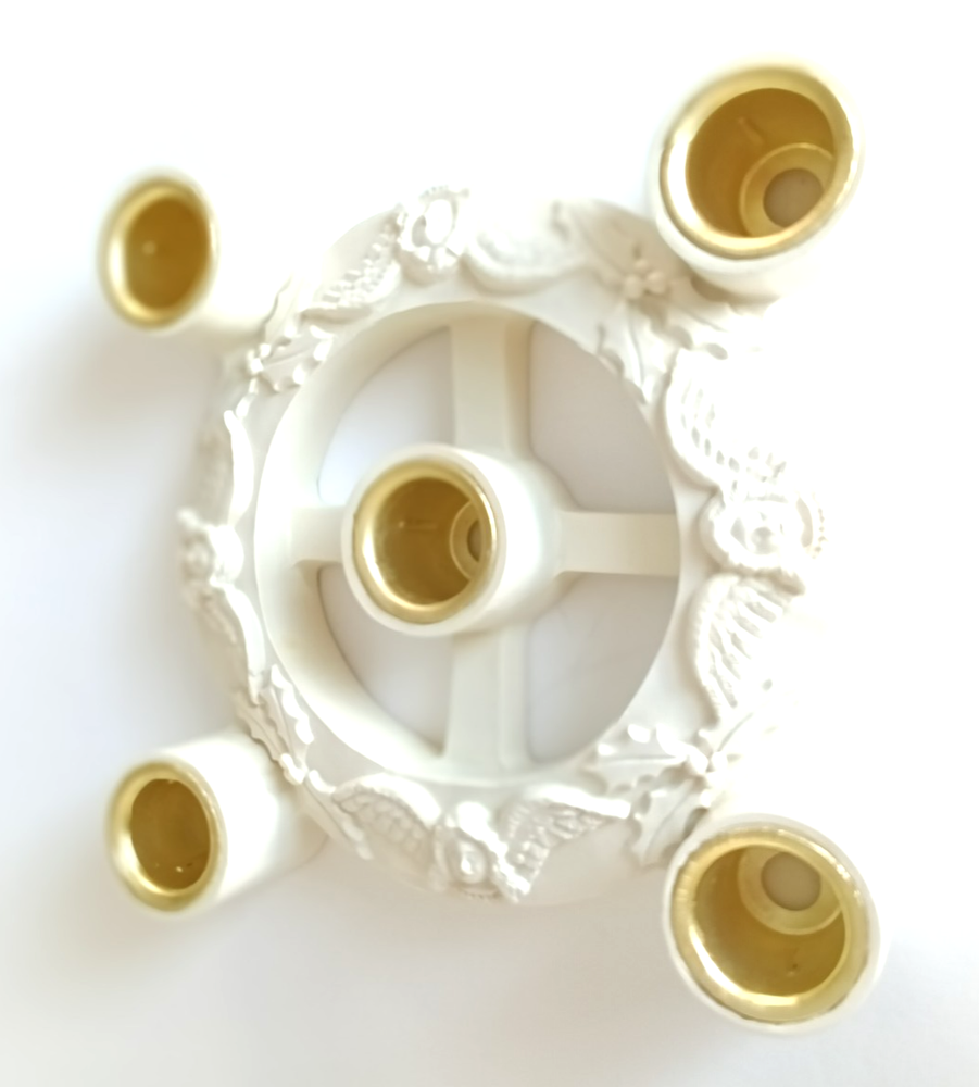 Abbey Press Advent Candle Ring/Wreath 5 Gold Candle Cups Angels/Holly 8.5