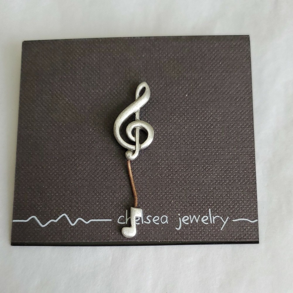 Chelsea Jewelry Music Note With Dangling Note Lapel Pin