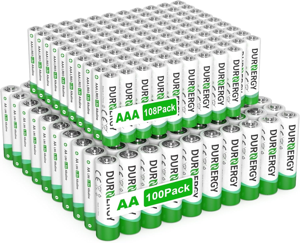 High-Capacity AA and AAA Battery Combo Pack - 208 Count (100 AA + 108 AAA) Long-Lasting Power-image