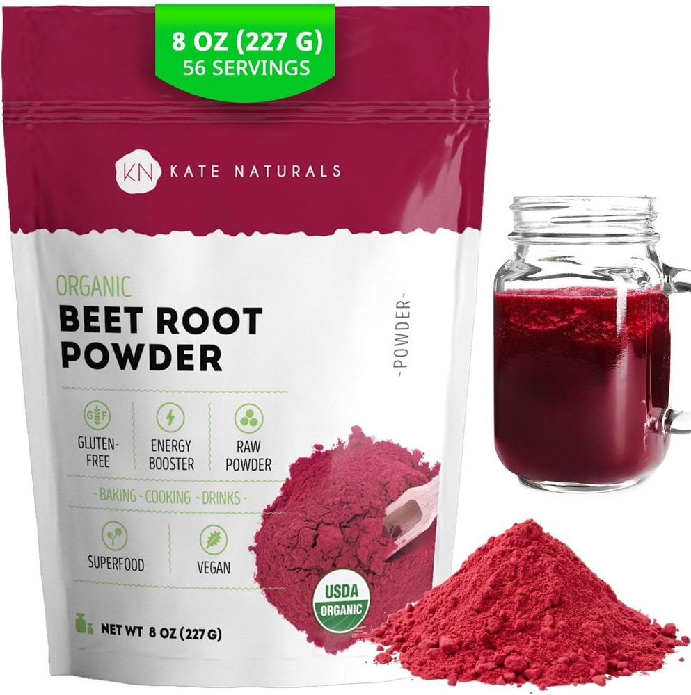 Organic Kate Naturals Beet Root Powder for Smoothies, 8 Ounce Pack