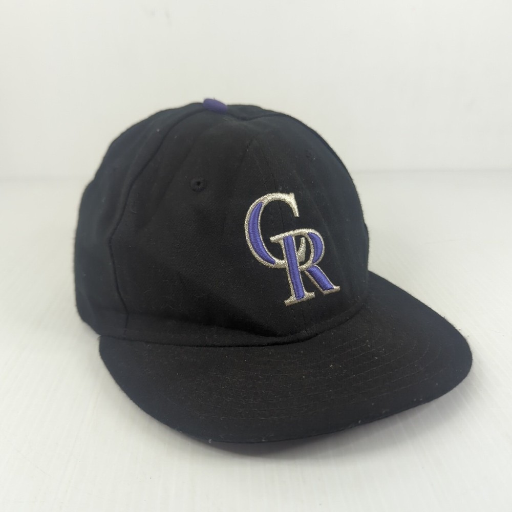 Colorado Rockies Hat Cap Fitted Mens 7 3/8 Black Purple Wool Baseball New Era