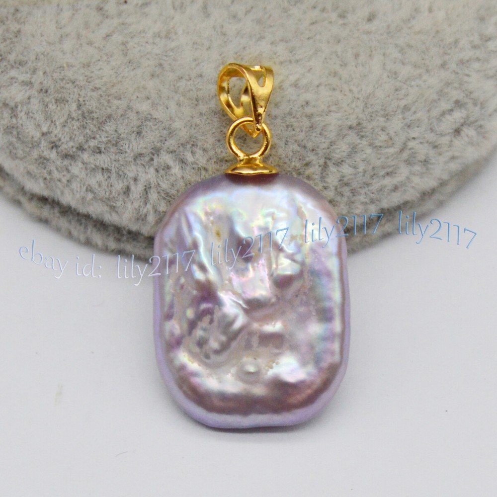 AAA 15-20mm Natural South Sea Baroque Purple Pearl Pendant in 14K Yellow Gold-image