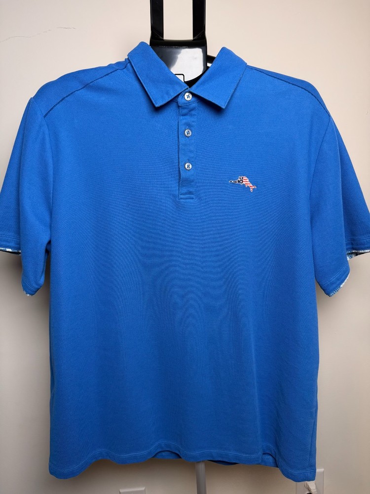 Tommy Bahama IslandZone Men's Polo Blue Supima Cotton Sailfish Embroid Men LARGE