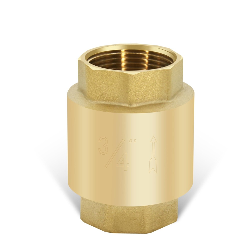 3/4 Inch NPT Vertical Brass Check Valve Lead-Free Inline Spring Design