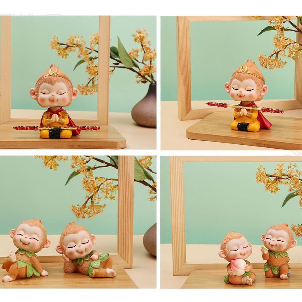 Lovely Monkey Resin Ornament Realistic Texture Office Desk Figurine G3V1