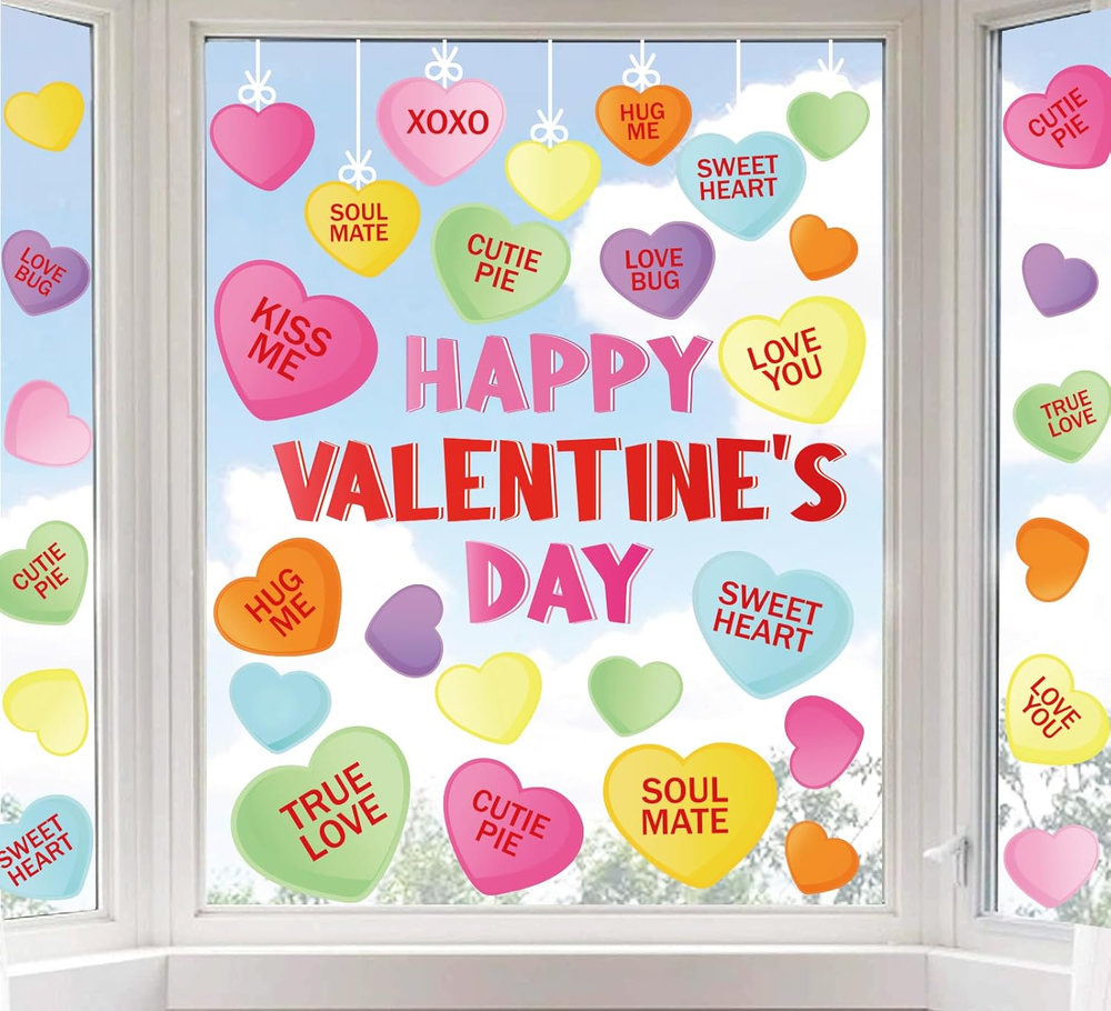 Feliz Día de San Valentín Ventana Adhesiones Conversación Caramelo Corazón Ventana Pegatinas Dou
