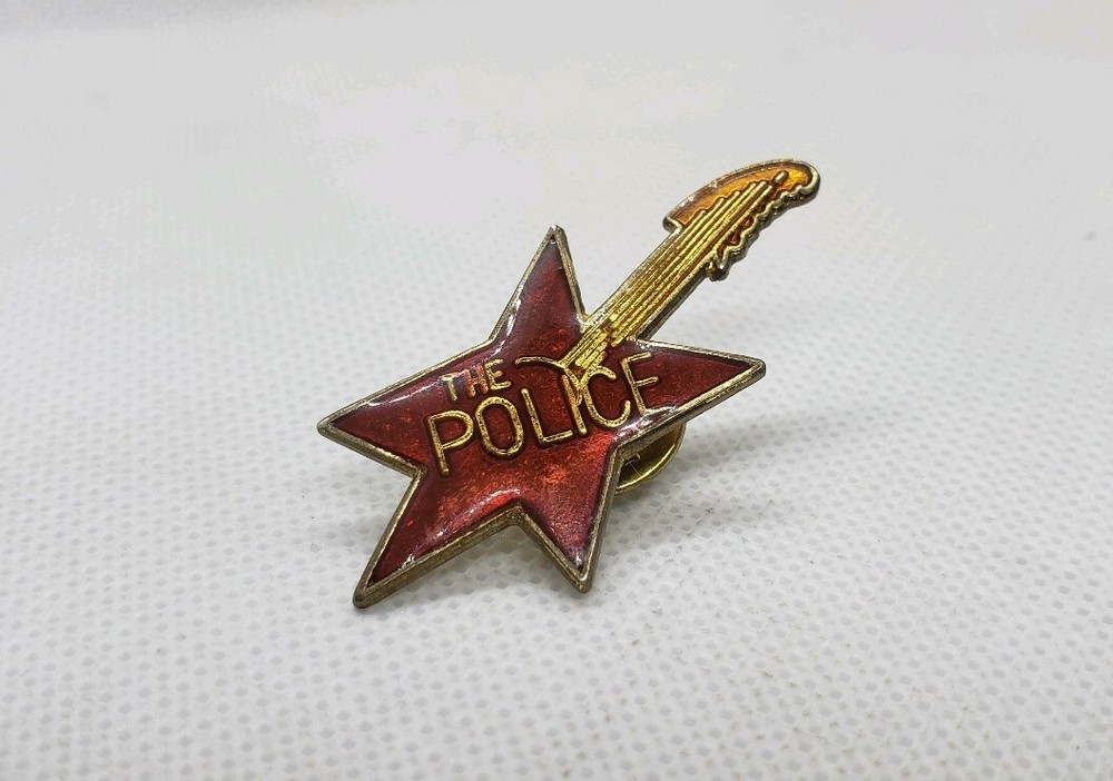 Vintage The Police Enamel Hat Pin Star Shaped Guitar