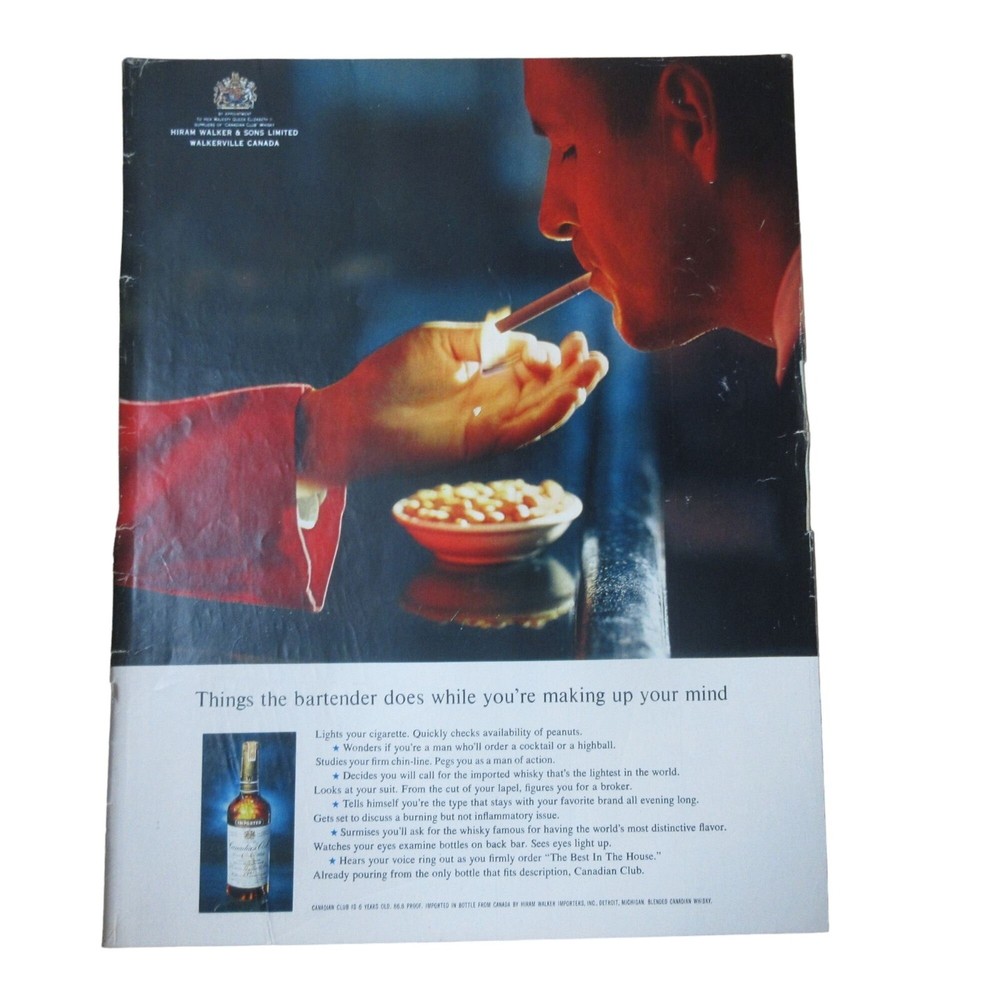 1962 Canadian Club Whiskey / Camel Cigarettes - Vintage Print Ad