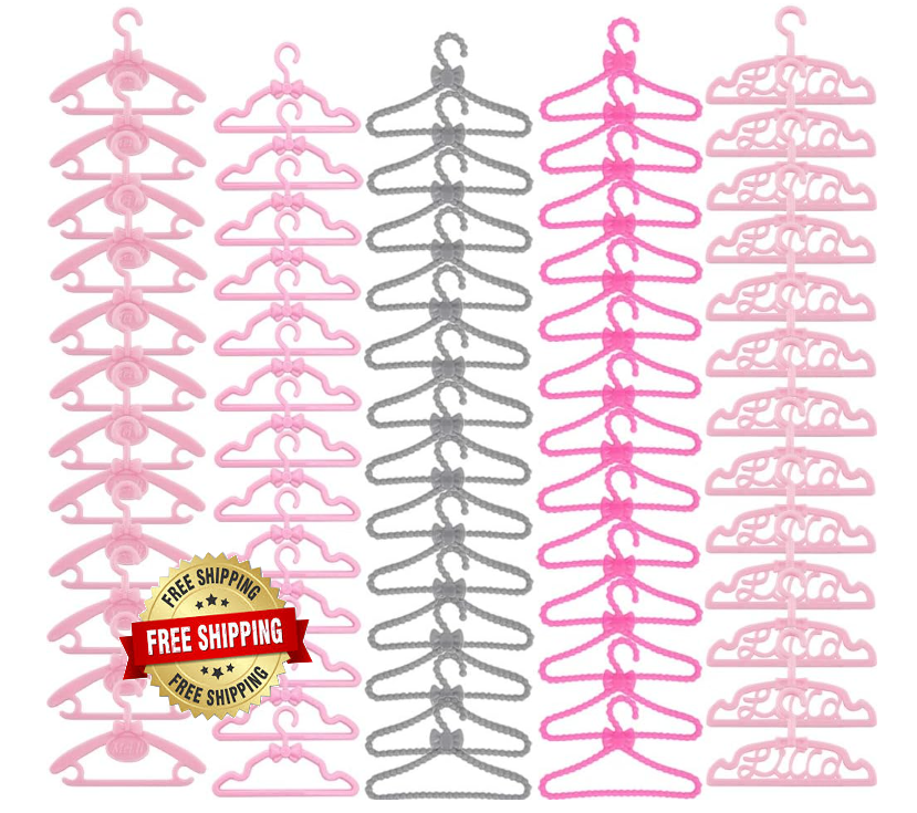Accessories Hangers Doll Clothes Lot Plastic Hanger 60 Pcs 11.5 inch for Girls