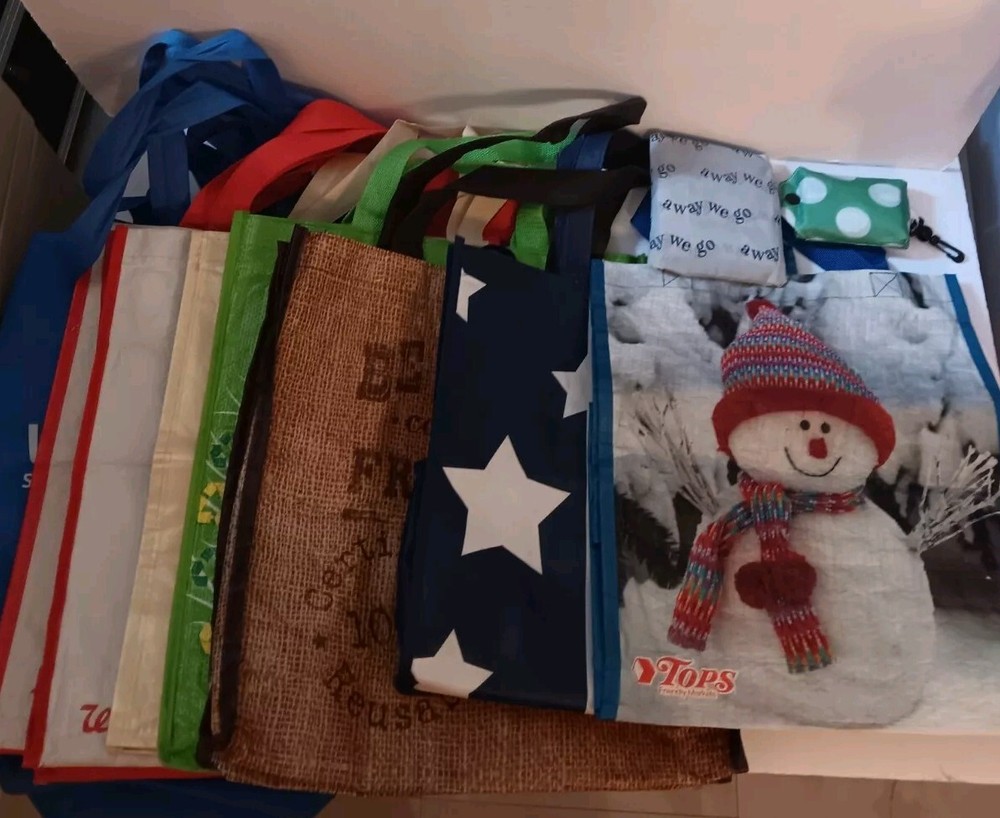 Eco-Friendly Reusable Grocery Bags Lot of 13 Mixed Fabric Styles