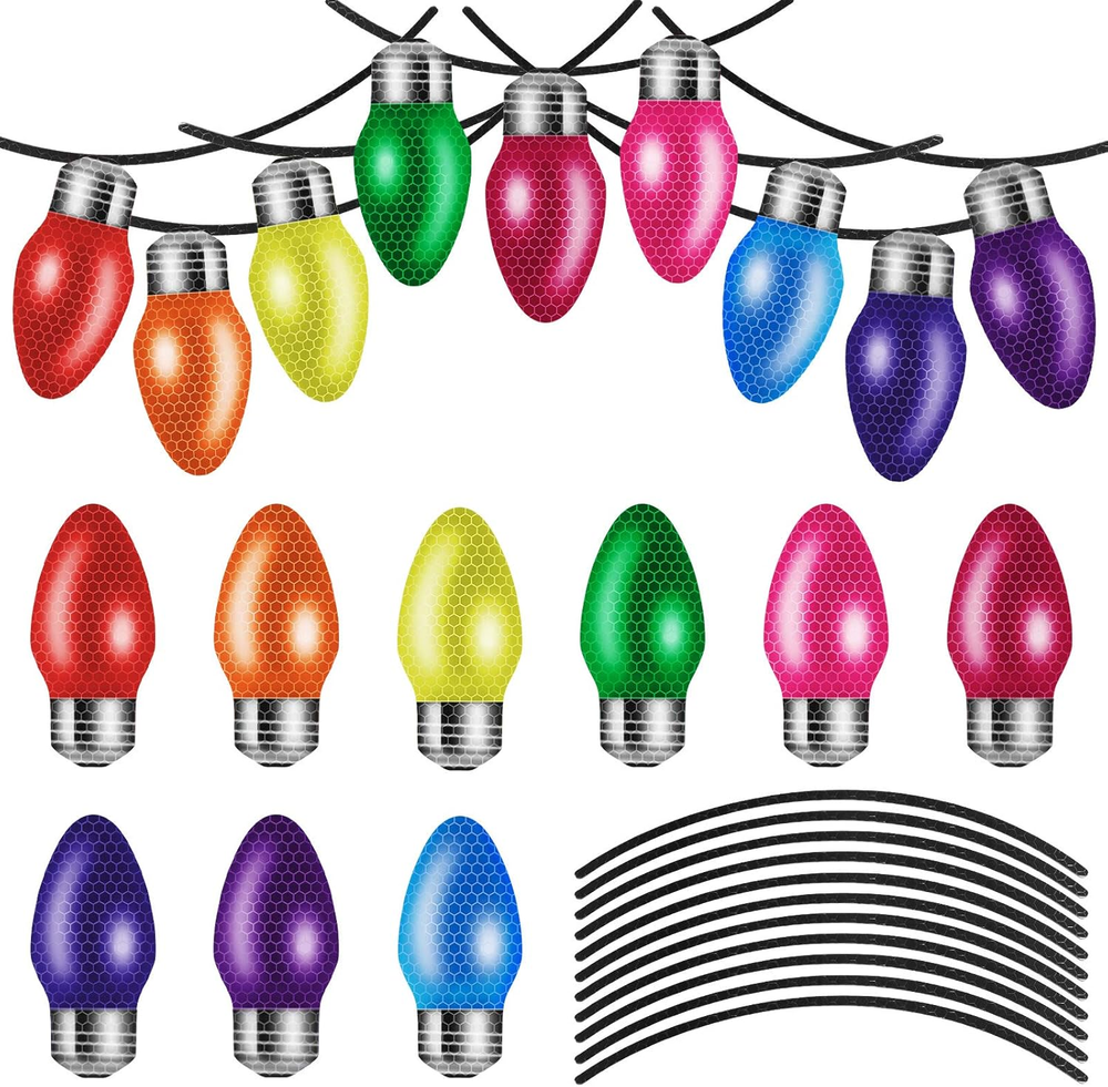 36 Pieces Christmas Car Magnets Set Include 18 Reflective Light Bulb Car Magnet