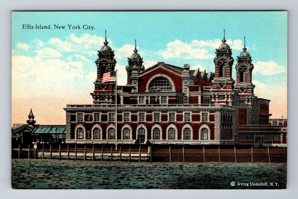 New York City NY, Scenic View Of Ellis Land, Souvenir Vintage Postcard