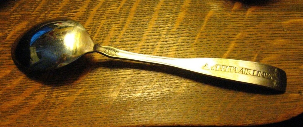Vintage Delta Air Lines Stainless Steel Airplane Spoon - ABCO DAL Airlines Silverware-image