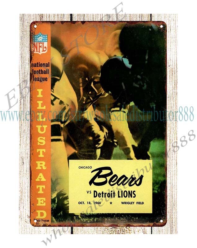 home 1964 football  vs  Wrigley Field metal tin sign