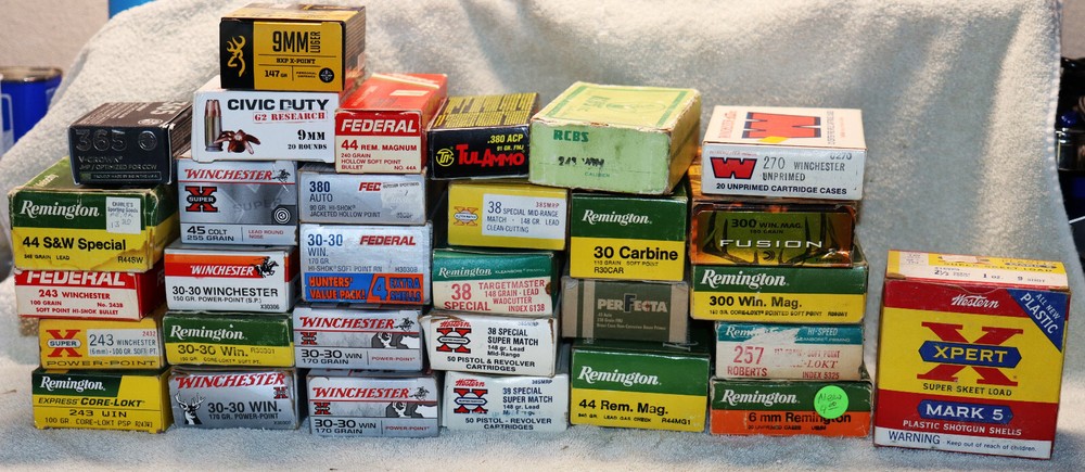 Lot of 31 Empty Cardboard Ammo Boxes For  Rifle & Pistol. Many Extra Inserts. ￼
