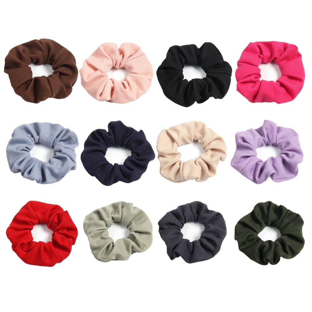 Striped Elastic Scrunchies for School Girls - Stylish Solid Hair Bobbles