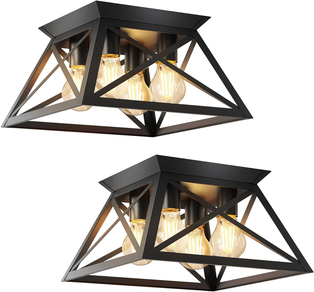 2 Pack Semi Flush Mount Ceiling Light, 4-Light Kitchen Ceiling Lighting Fixtures