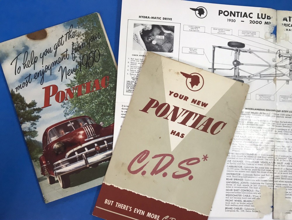 Vintage 1950 Pontiac Chieftain Owner's Manual, Lubrication Chart, C.D.S. Booklet