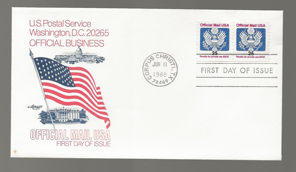 US Scott #O141, First Day Cover 6/11/88 Corpus Christi Pair Official