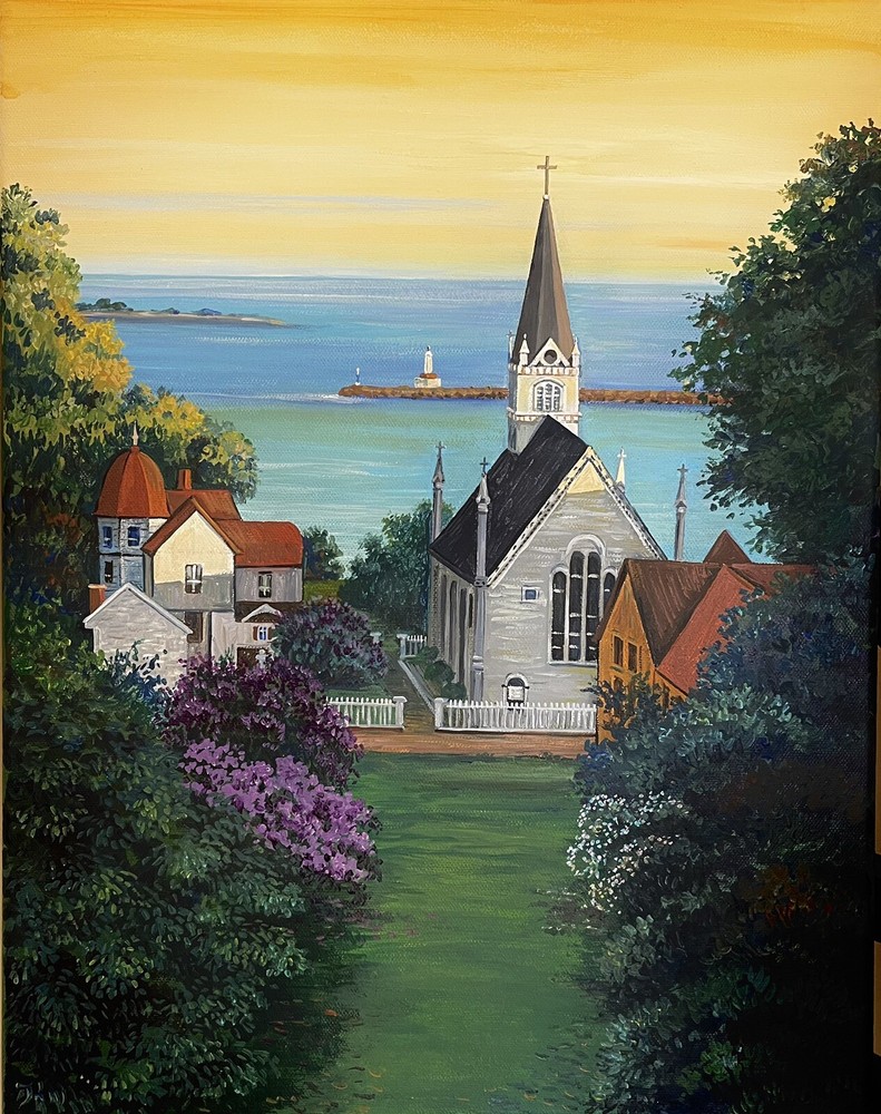 1.5x2 DOLLHOUSE MINIATURE PRINT OF PAINTING RYTA 1:12 SCALE LANDSCAPE folk art