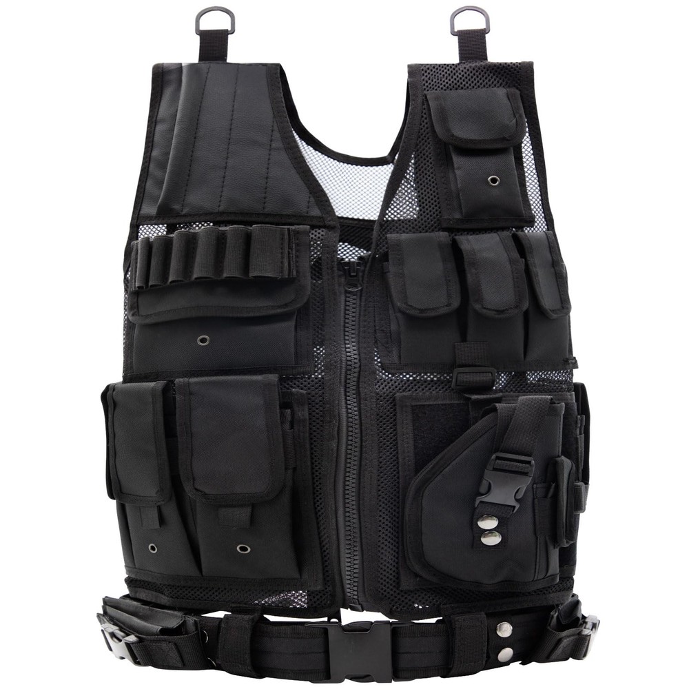 Tactical Vest, Lightweight Adjustable Airsoft Vest with Detachable Belt & Hol...