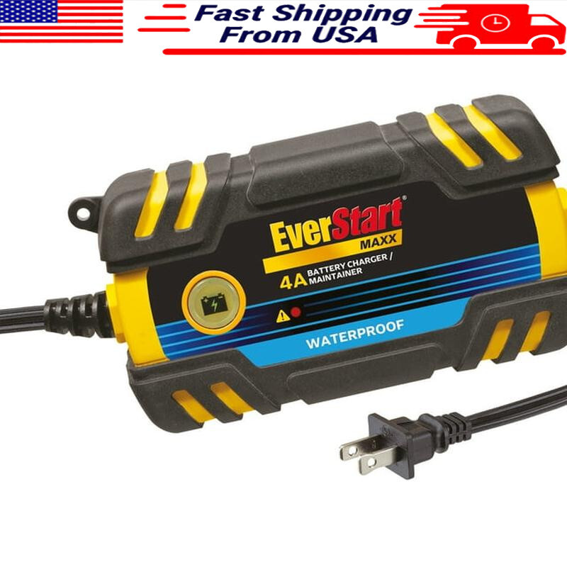 4A 12V Auto Waterproof Battery Charger Maintainer for Automotive & Marine