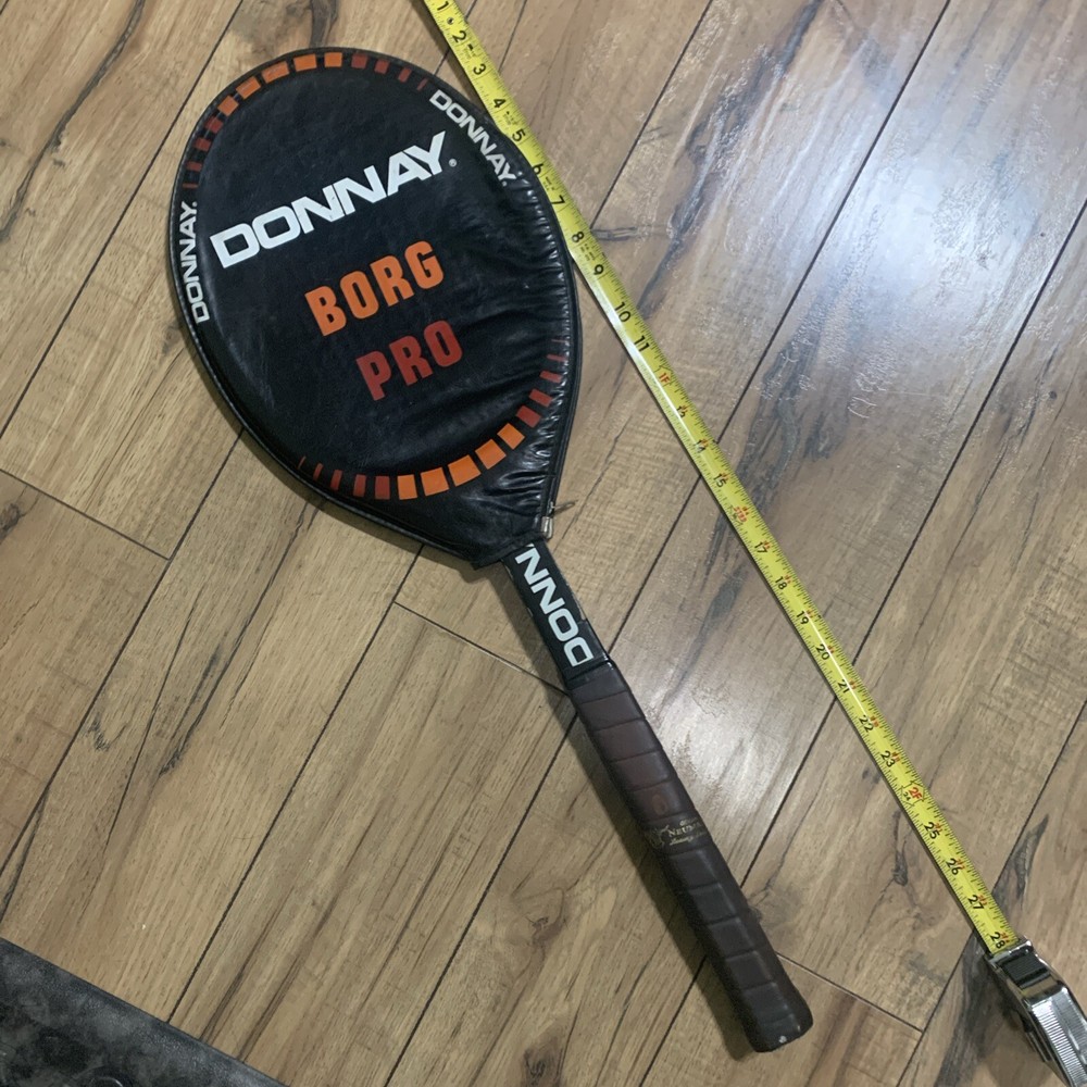 VTG Donnay Borg Pro Wooden Tennis Racket  Leather Handle Made In Belgium W/Cover