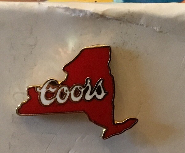 Vintage New York State  Coors Beer Souvenir Lapel Pin