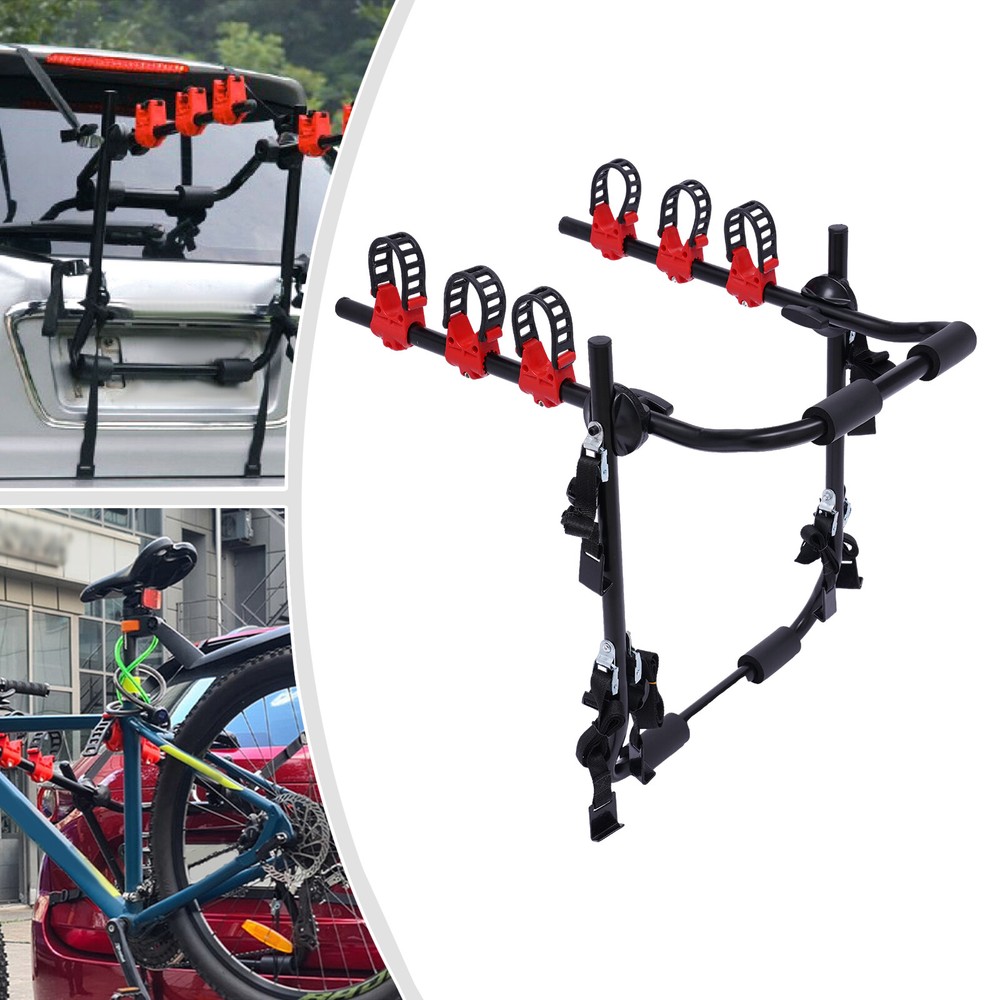 Foldable 3-Bike Trunk Rack for Cars SUVs Minivans Sedans Hatchbacks