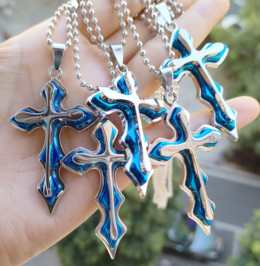 5pcs Titanium steel Cross Pendants Necklace Amulet