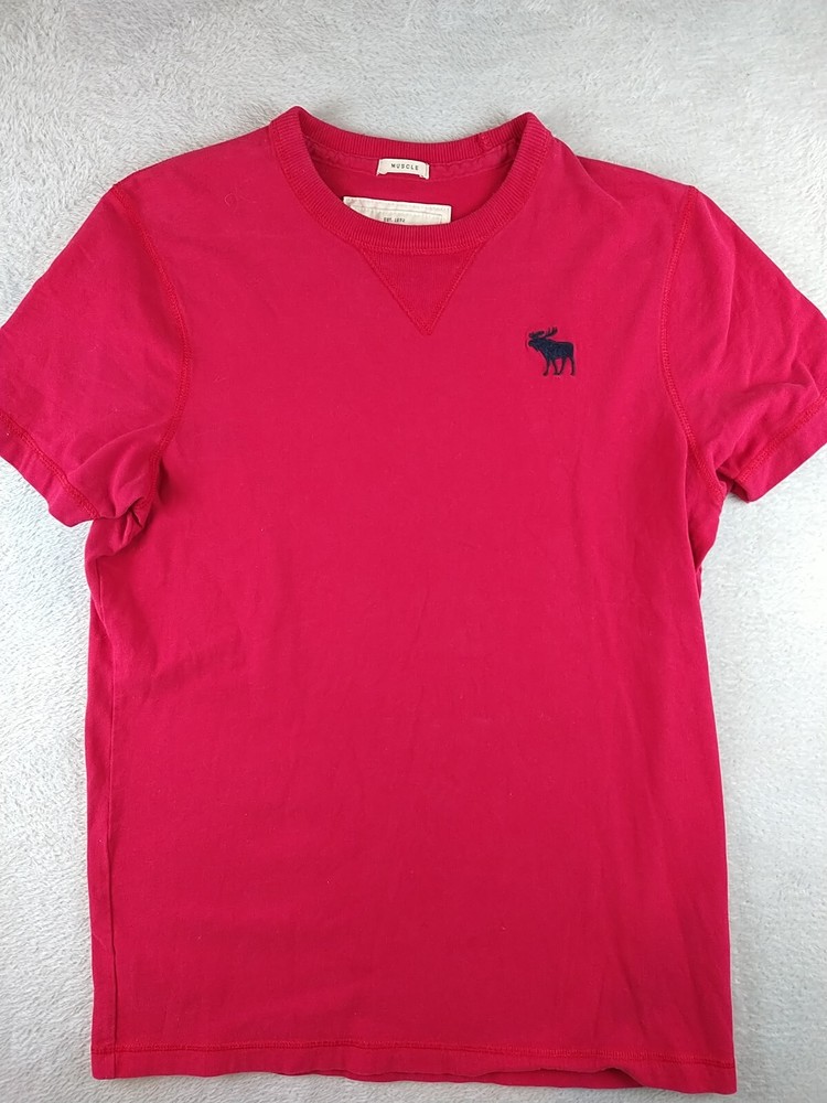 Abercrombie Fitch Red Muscle T Shirt Size Large Big Moose Logo-image