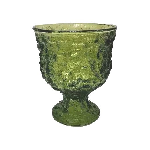 1960s Crinkle Textured Goblet Vase/ Planter By E.O. Brody Co. In Emerald Green