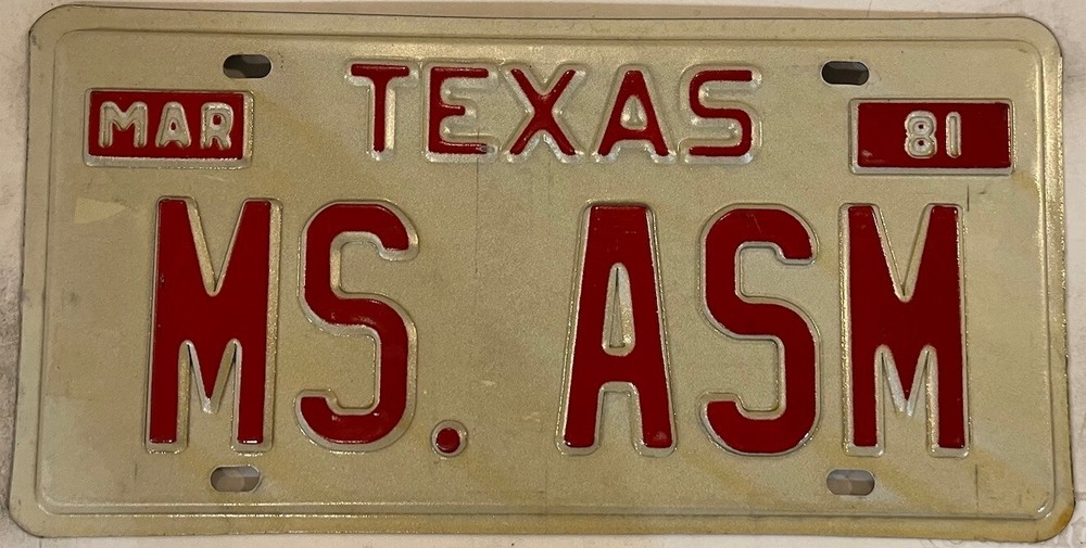 Vanity MISS ASM license plate Amy Anna Amelia Ava Audrey Allison Abigail Alice-image