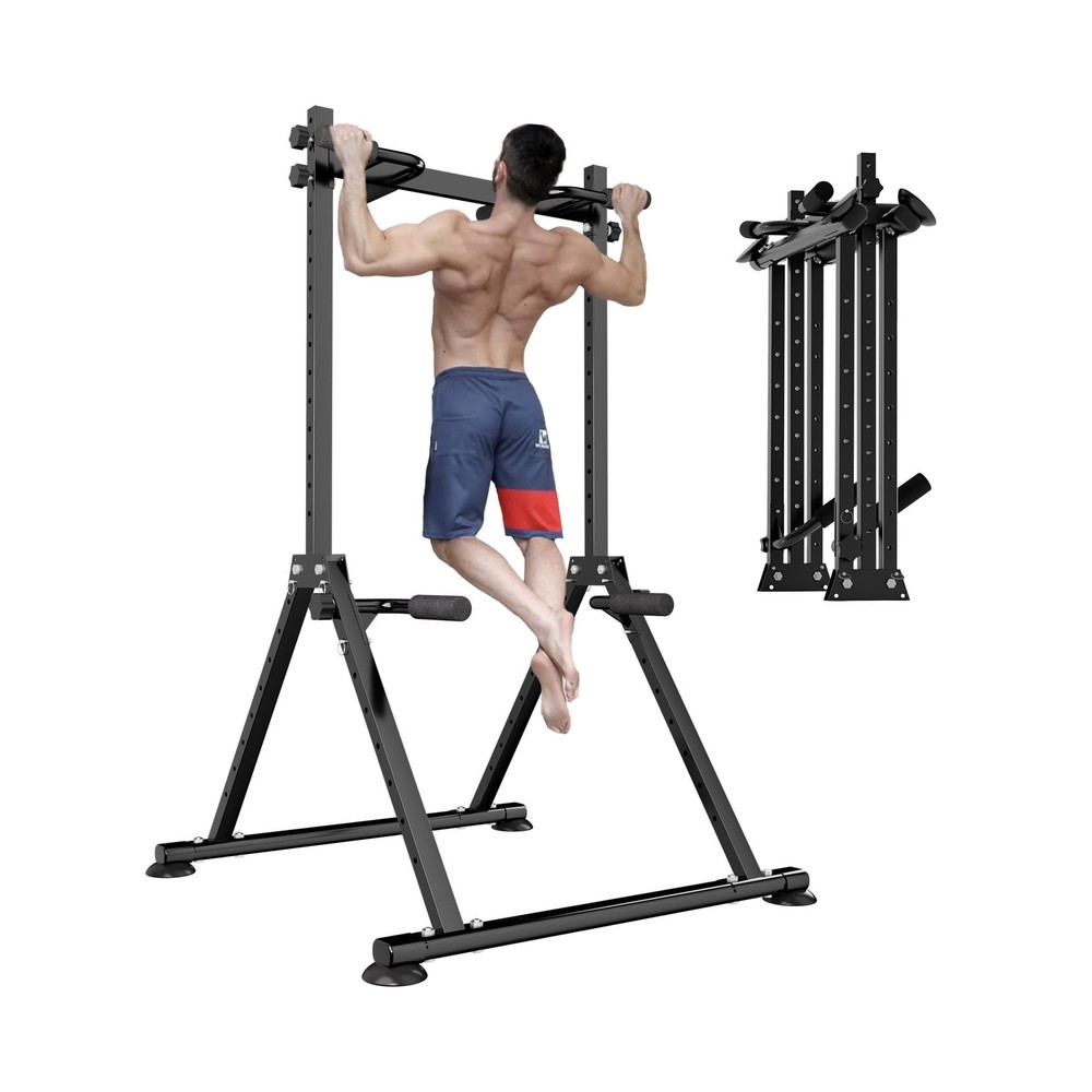Foldable Power Tower Dip Station Pull Up Bar, Multifunction Triangular Struct...