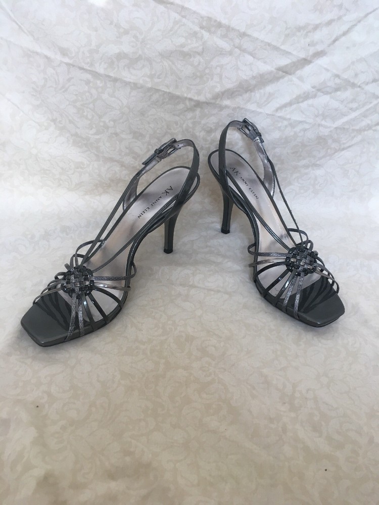 Anne Klein Akaplik Dark Silver Mul Patent Leather Womens Shoes Size 9.5M-image