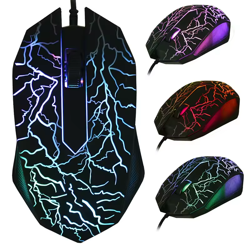 3200DPI RGB LED Ergonomic Gaming Mouse for Enhanced Precision